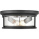 Bresley 2 Light 12 inch Powder Coated Black Outdoor Flushmount